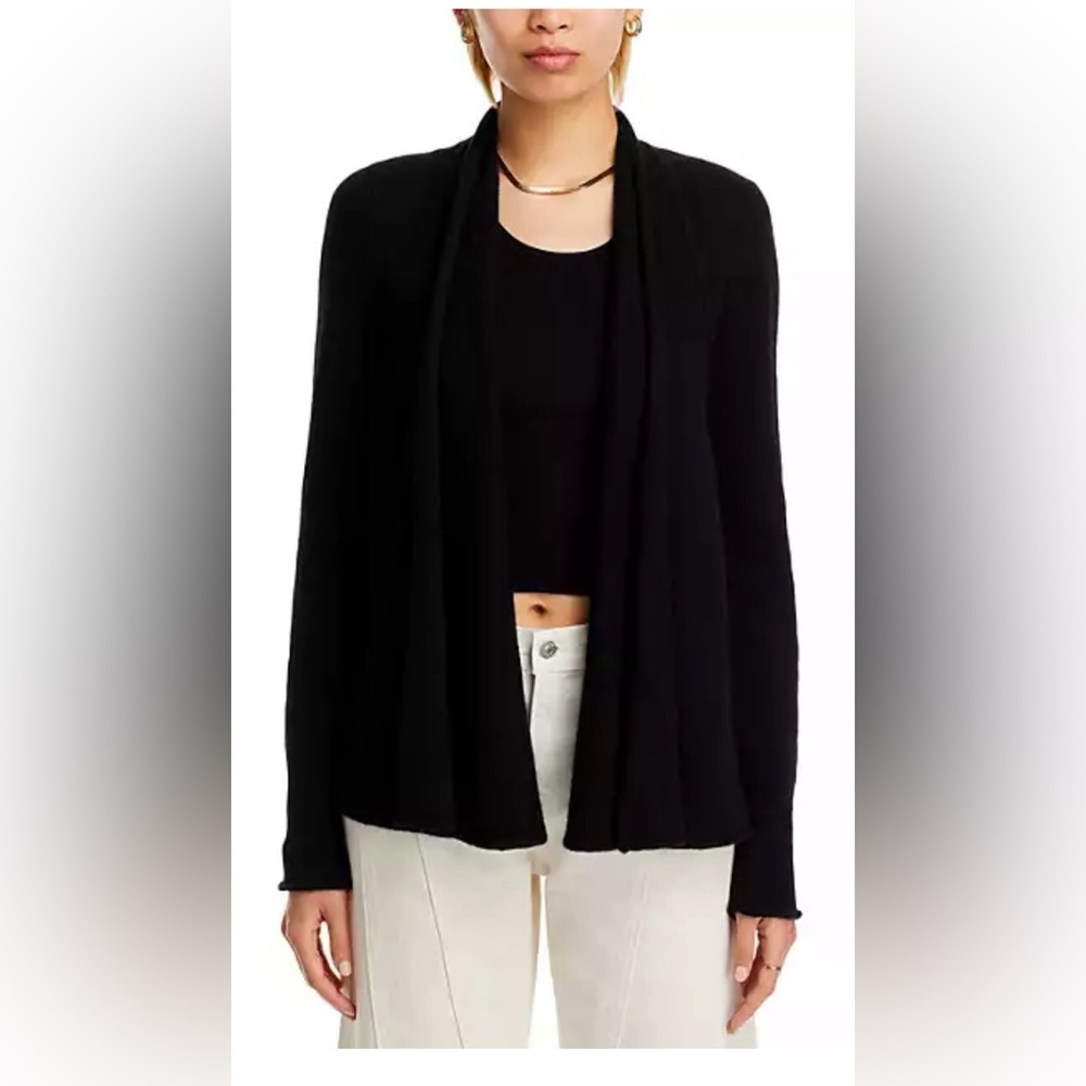 Aqua cashmere Women's XS Black Cashmere Open Front Cardigan Sweater
